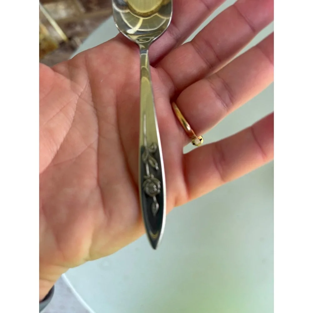 Oneida Community Stainless My Rose Teaspoon 6 Inch Floral Flatware USA